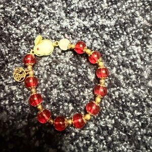Lucky rabbit Elegant Red and Gold Beaded Bracelet